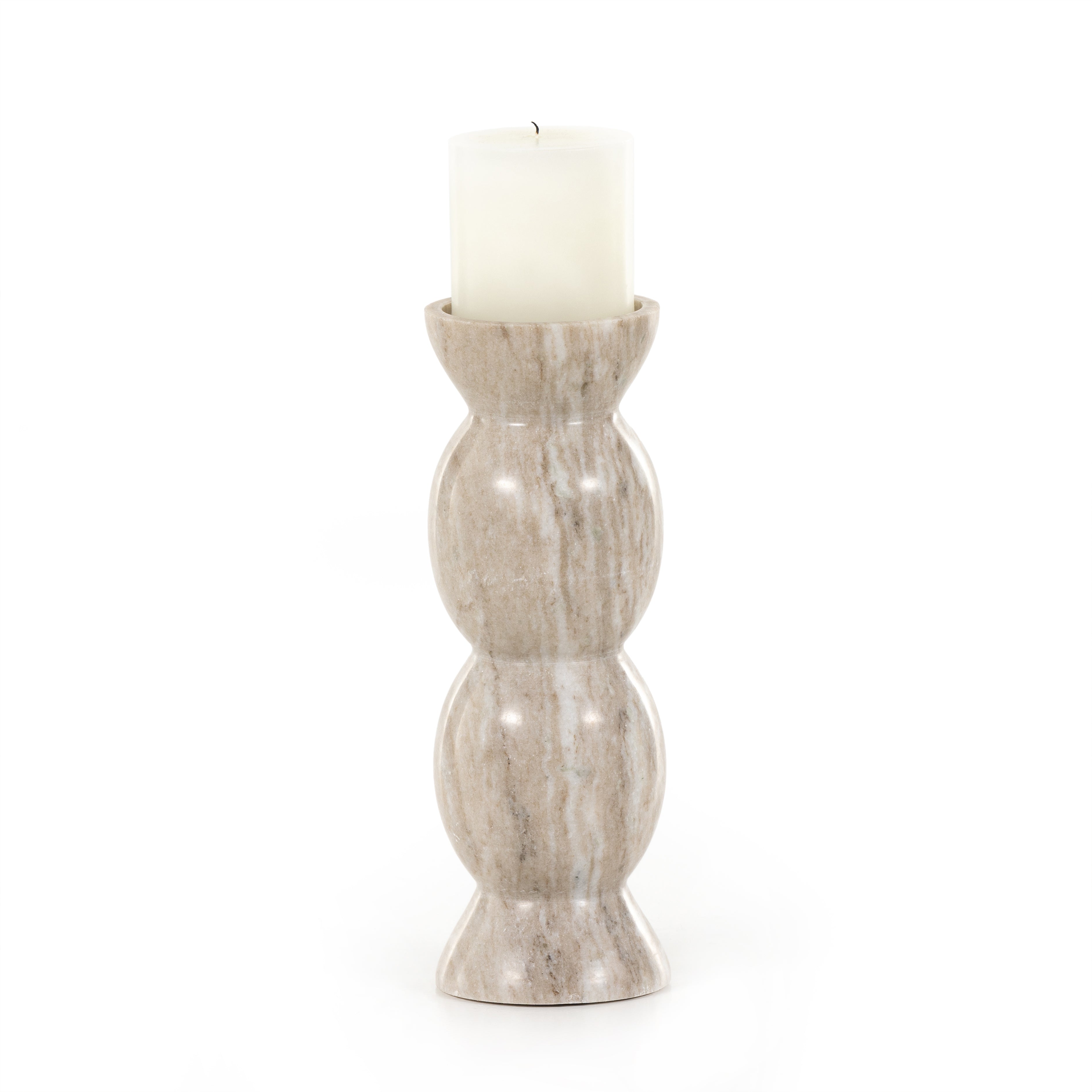 Kivu Pillar Candle Holder, Set Of 2 - Grey