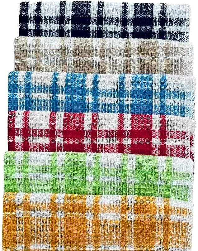 Soft Textiles 24 Pack 100% Cotton Six Color 12x12 Waffle Weave Kitchen Dish Cloths