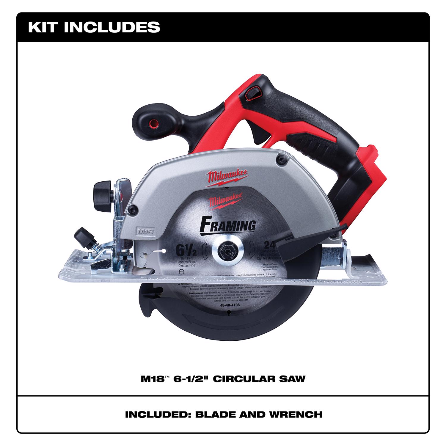 MW M18 18 V 6-1/2 in. Cordless Brushed Circular Saw Tool Only