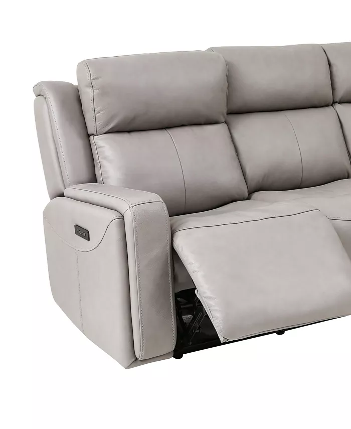 Armen Living Claude 83 Genuine Leather in Dual Power Headrest and Lumbar Support Reclining Sofa