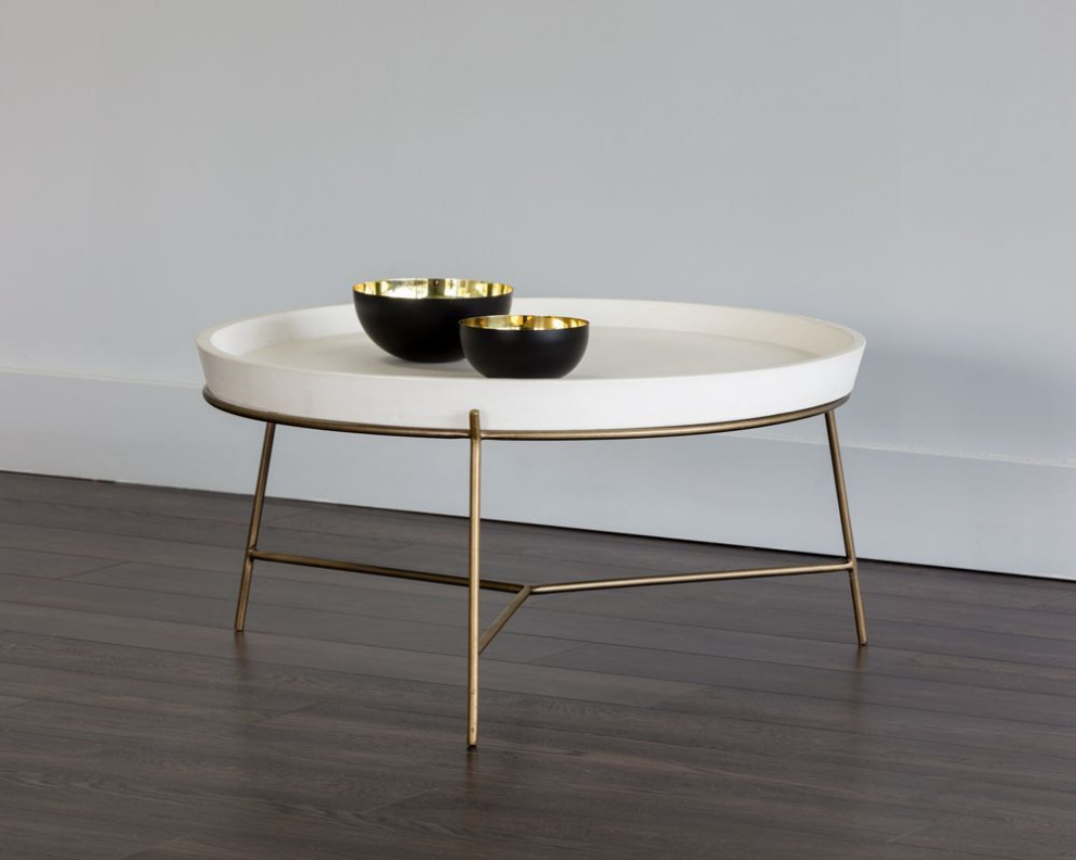 Sunpan MIXT Remy Coffee Table   Antique Brass   Ivory   Contemporary   Coffee Tables   by Unlimited Furniture Group  Houzz