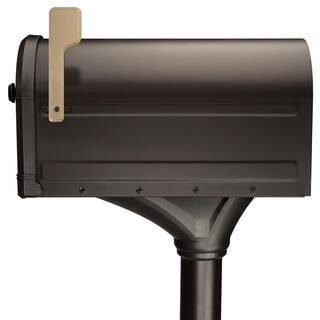 Architectural Mailboxes Roxbury Rubbed Bronze Large Steel Post Mount Mailbox and Premium Steel Post Combo 7980RZ