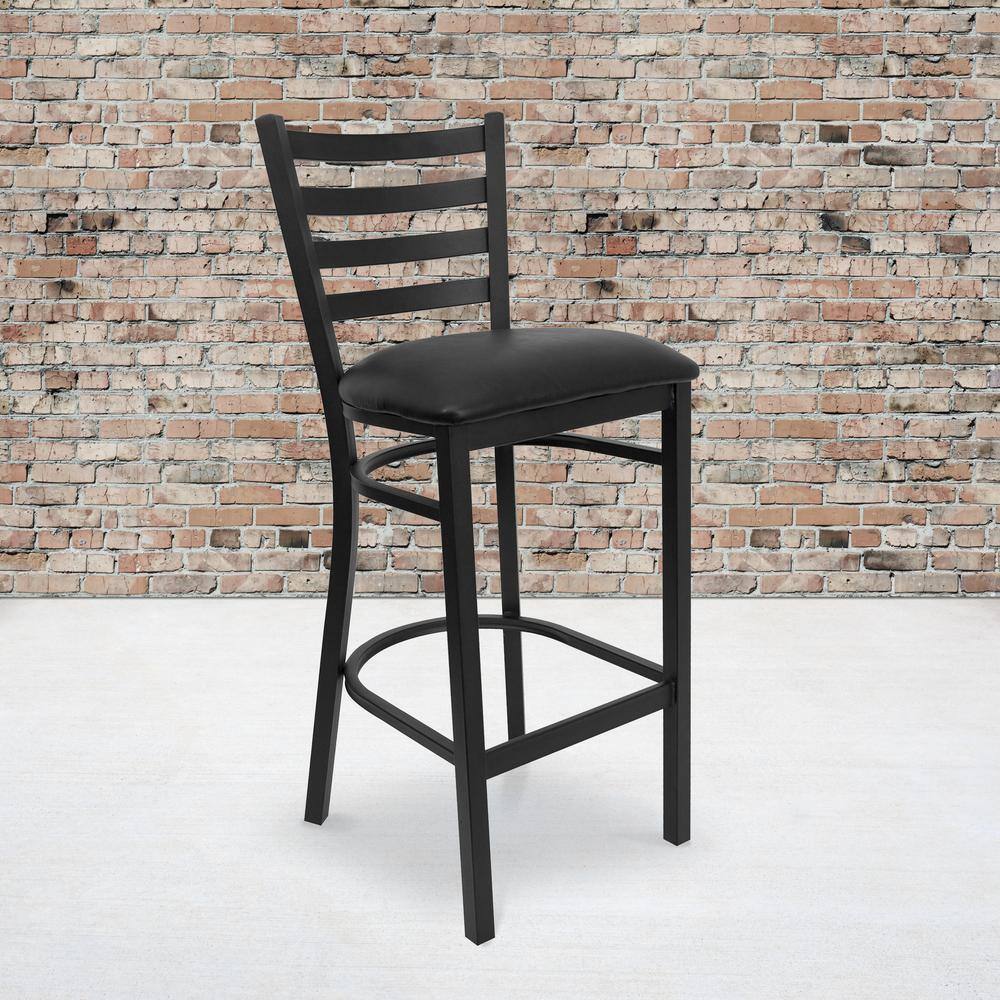 Flash Furniture 30 in. Black Cushioned Metal Bar Stool XUDG697BBARBKV