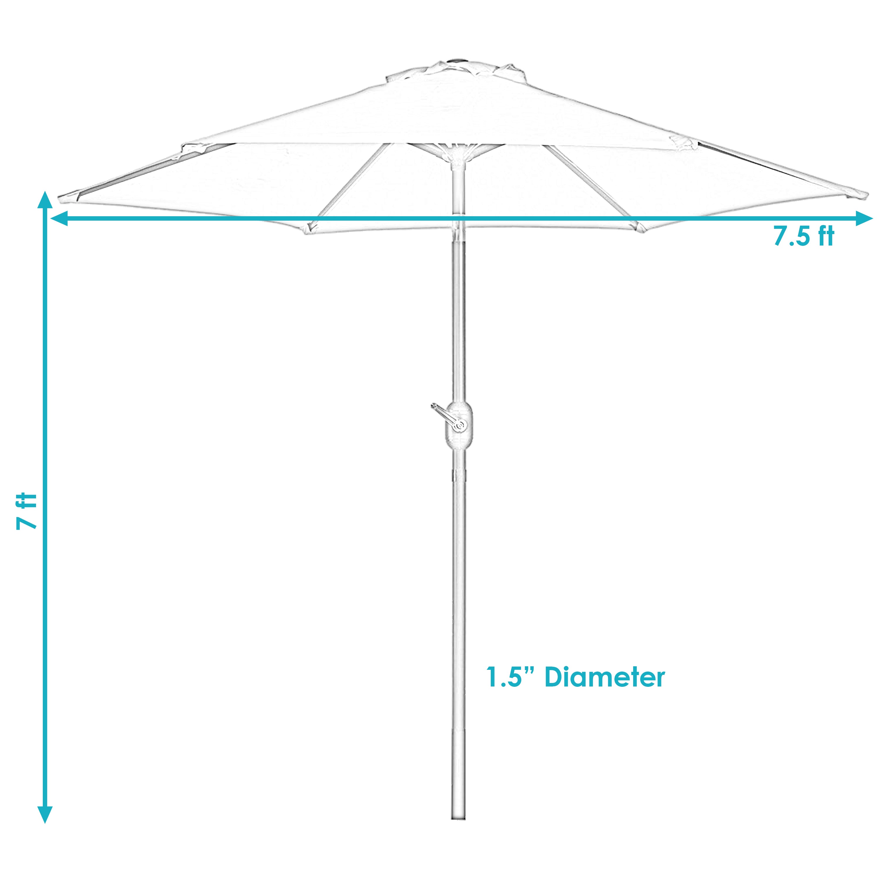 Sunnydaze Outdoor Aluminum Patio Table Umbrella with Polyester Canopy and Tilt and Crank Shade Control - 7.5' - Blue