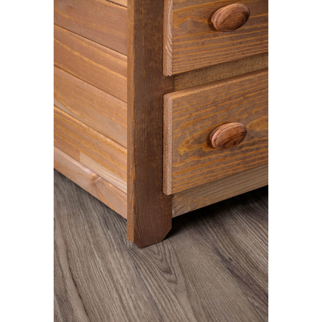 Wooden Rustic Style 5-drawer Chest in Mahogany Finish