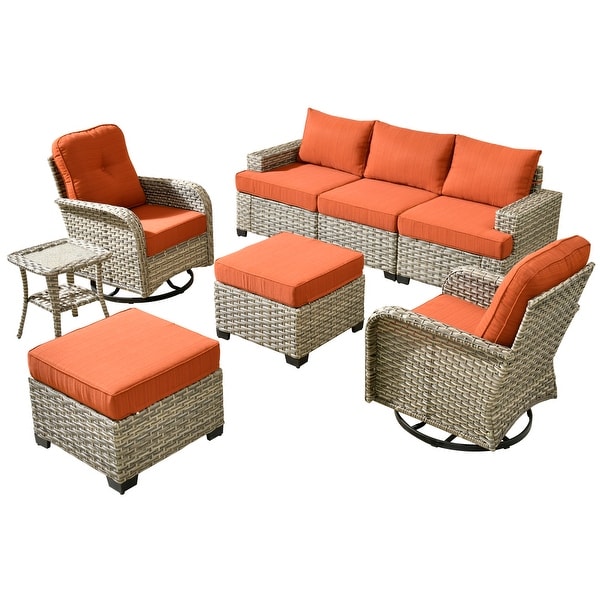 XIZZI 8piece Outdoor Grey Wicker Furniture Conversation Set