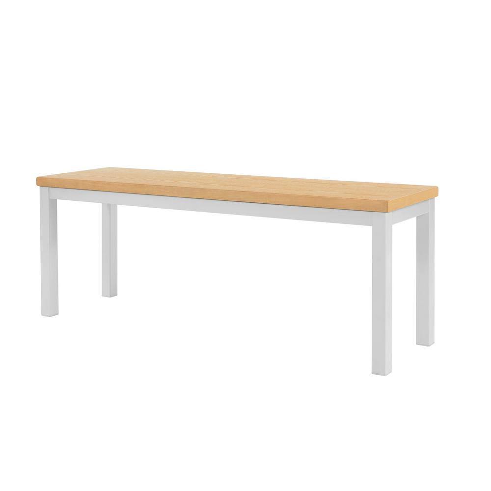 StyleWell Donnelly White Metal Dining Bench with Natural Finish Wood Seat (48 in. W x 18 in. H) CH8002WH