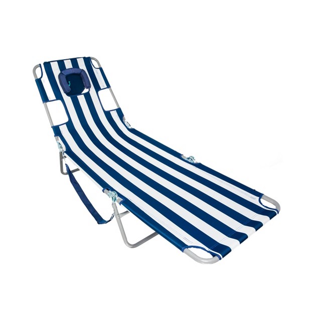 X 22 quot Chaise Lounge Portable Reclining Lounger Outdoor Patio Beach Lawn Camping Pool Tanning Chair Blue Stripe