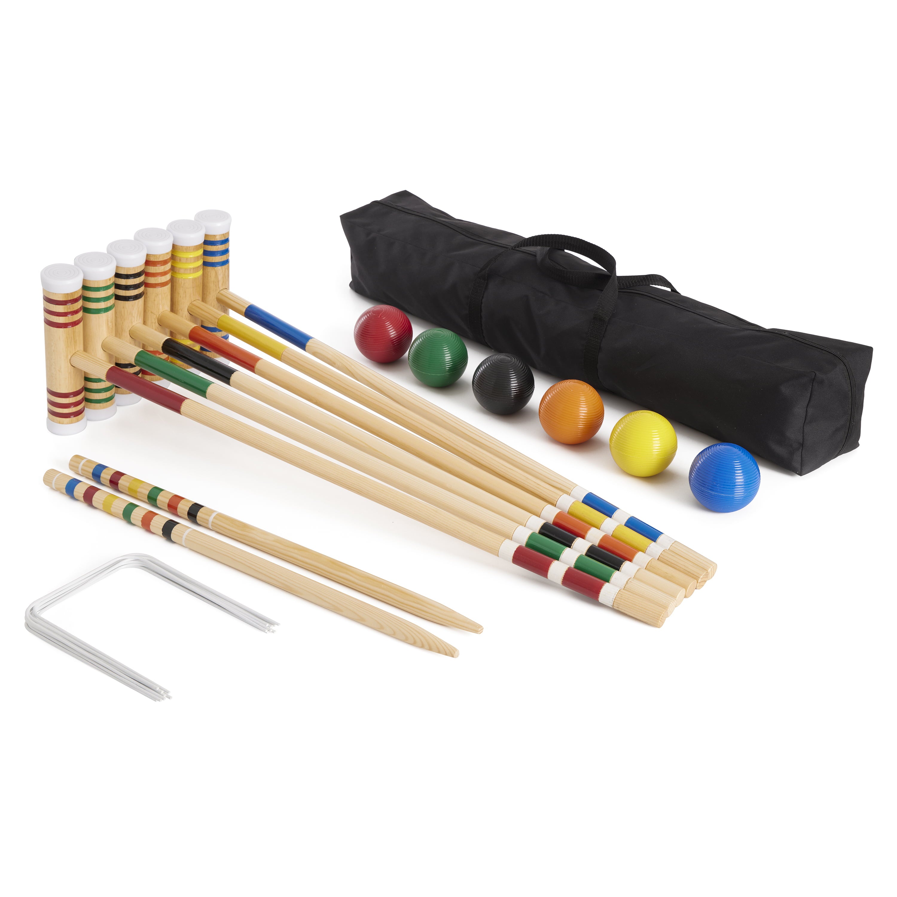 YardGames Premium Outdoor Lawn Croquet Game Set with 6 Wood Mallets