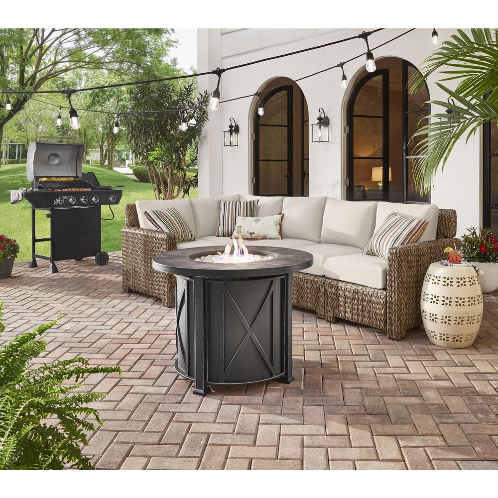 Hampton Bay Park Canyon 35 in. Round Steel Propane Fire Pit Kit FPC-C-02