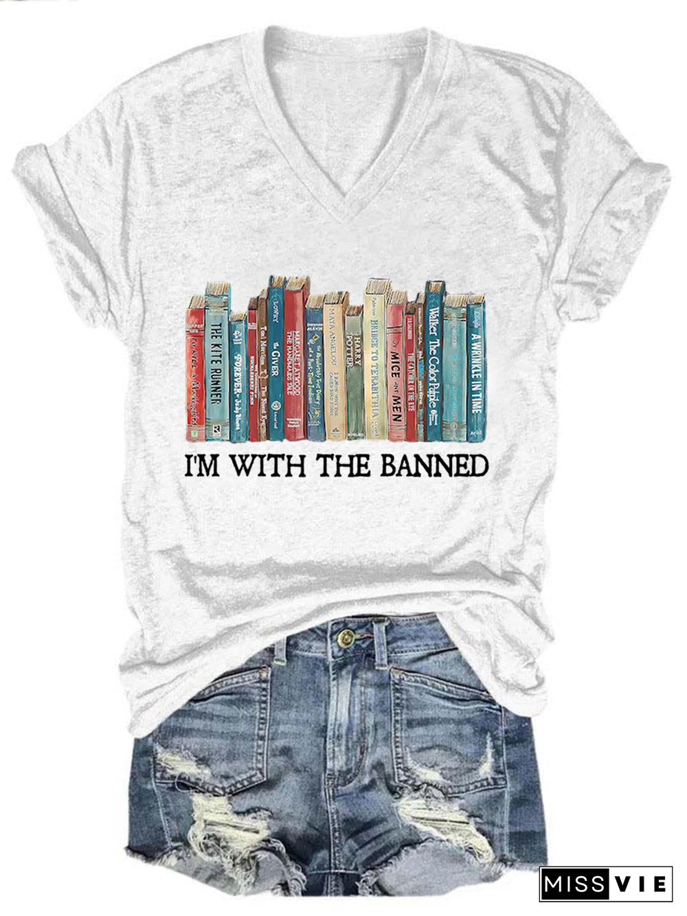 Women's I'm With The Banned Book Print T-Shirt