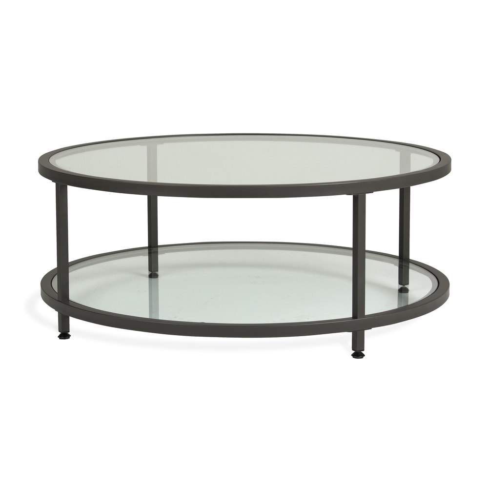 Carbon Loft Heimlich Round Steel/Glass Coffee Table