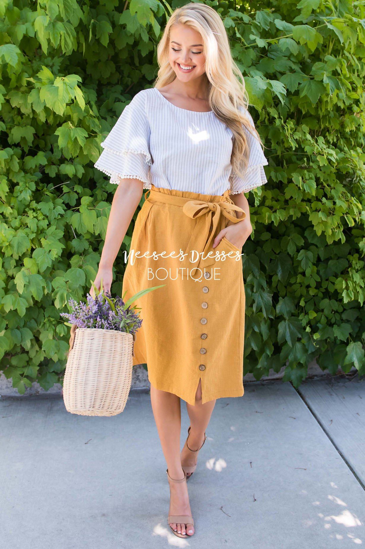 Lets Meet For Brunch Button Skirt