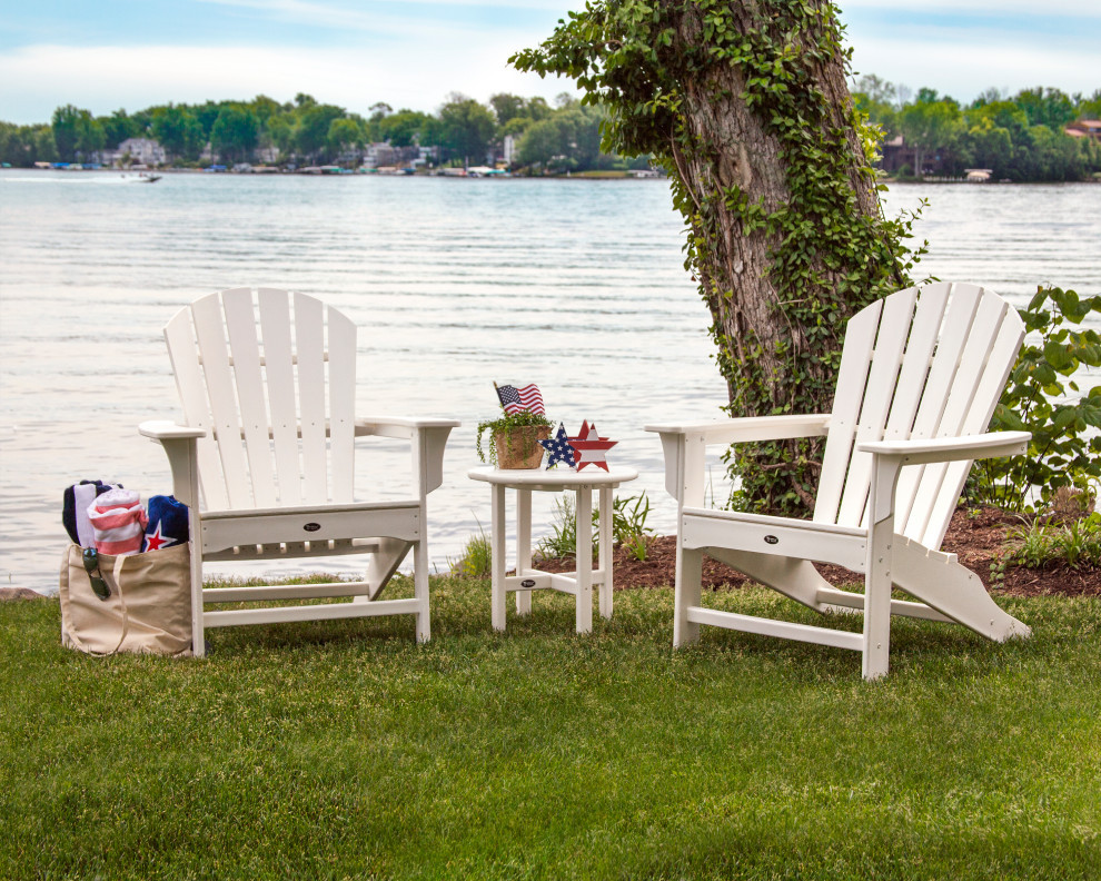 Cape Cod Shellback 3 Piece Adirondack Set   Beach Style   Outdoor Lounge Sets   by POLYWOOD  Houzz