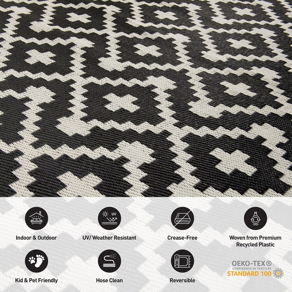Trellis Geometric Reversible Plastic Outdoor Rugs