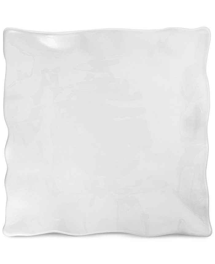 Q Squared Large White Ruffle Melamine Square Platter