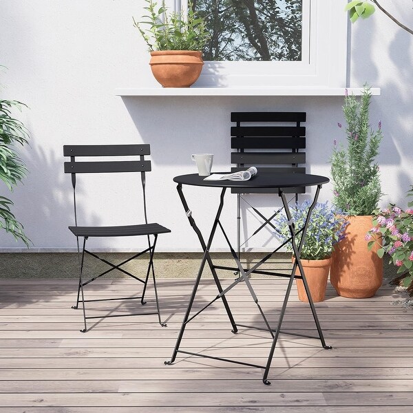 3Piece Bistro Set Folding Outdoor Furniture Sets with Premium Steel Frame Portable Design for Bistro and Balcony