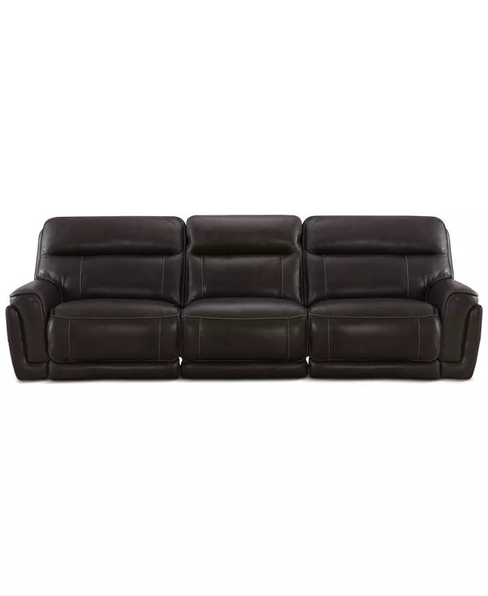 Furniture CLOSEOUT! Summerbridge 3-Pc. Leather Sectional Sofa with 2 Power Reclining Chairs Power Headrests and USB Power Outlet