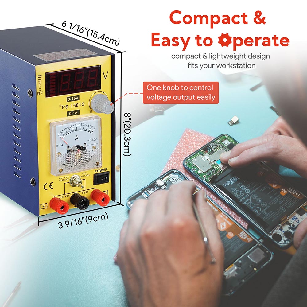 Yescom 15V 1A DC Power Supply Circuit Overload Protection