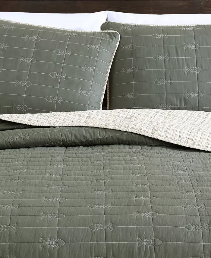 Eddie Bauer Troutdale Green Reversible 2-Piece Twin Quilt Set