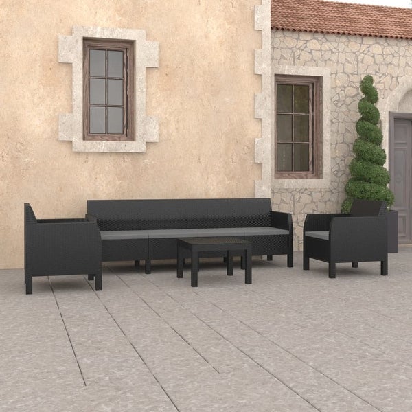 4 Piece Patio Lounge Set with Cushions PP Rattan Anthracite - Overstock - 36226303