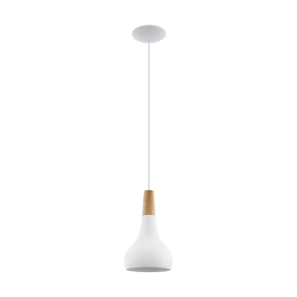 Eglo 96981 Sabinar White & Brown Wood Vintage 1 Lamp Pendant 180mm