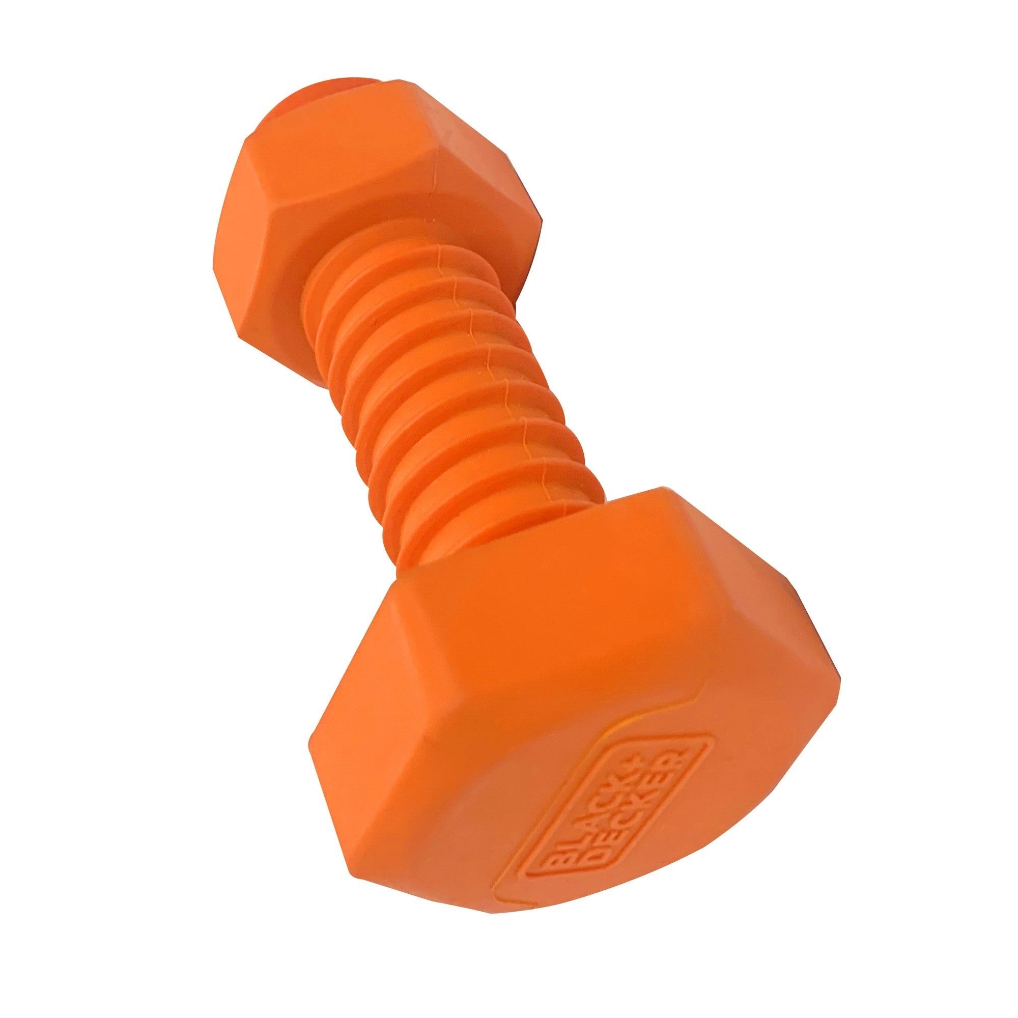 Bolt Bone Squeaker Hard Rubber Chew Toy for Dogs, 6.5 In, Orange