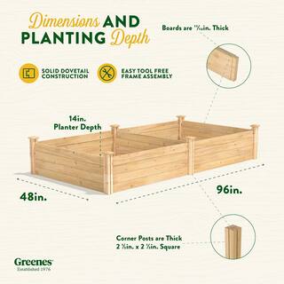 Greenes Fence 4 ft. x 8 ft. x 14 in. Original Cedar Raised Garden Bed RC12S28B