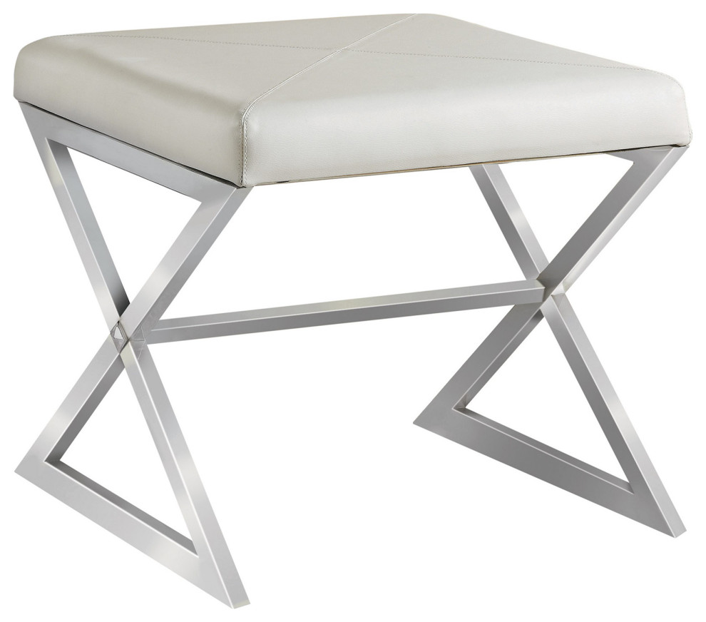 X Cross Square Ottoman  White and Chrome   Contemporary   Footstools And Ottomans   by Simple Relax  Houzz