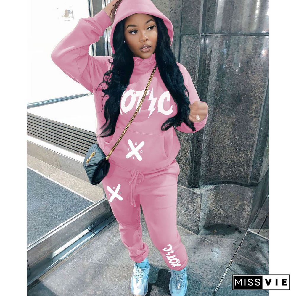 Hooded Sweatshirt+Drawstring Pants 2 Pieces Sets