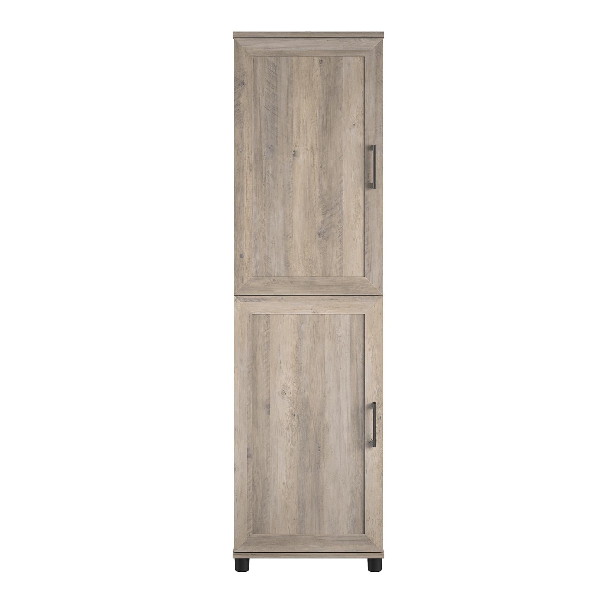 RealRooms Tindall 2 Door Kitchen Pantry Cabinet， Gray Oak