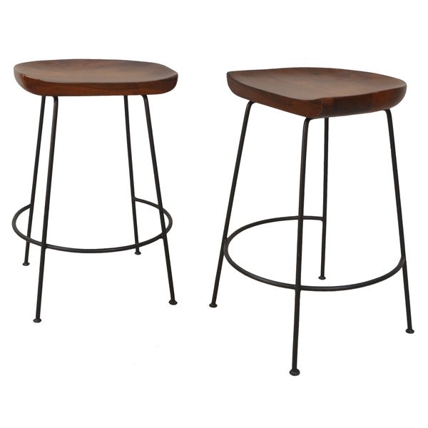 Mabel Scooped Seat Stool， Set of Two