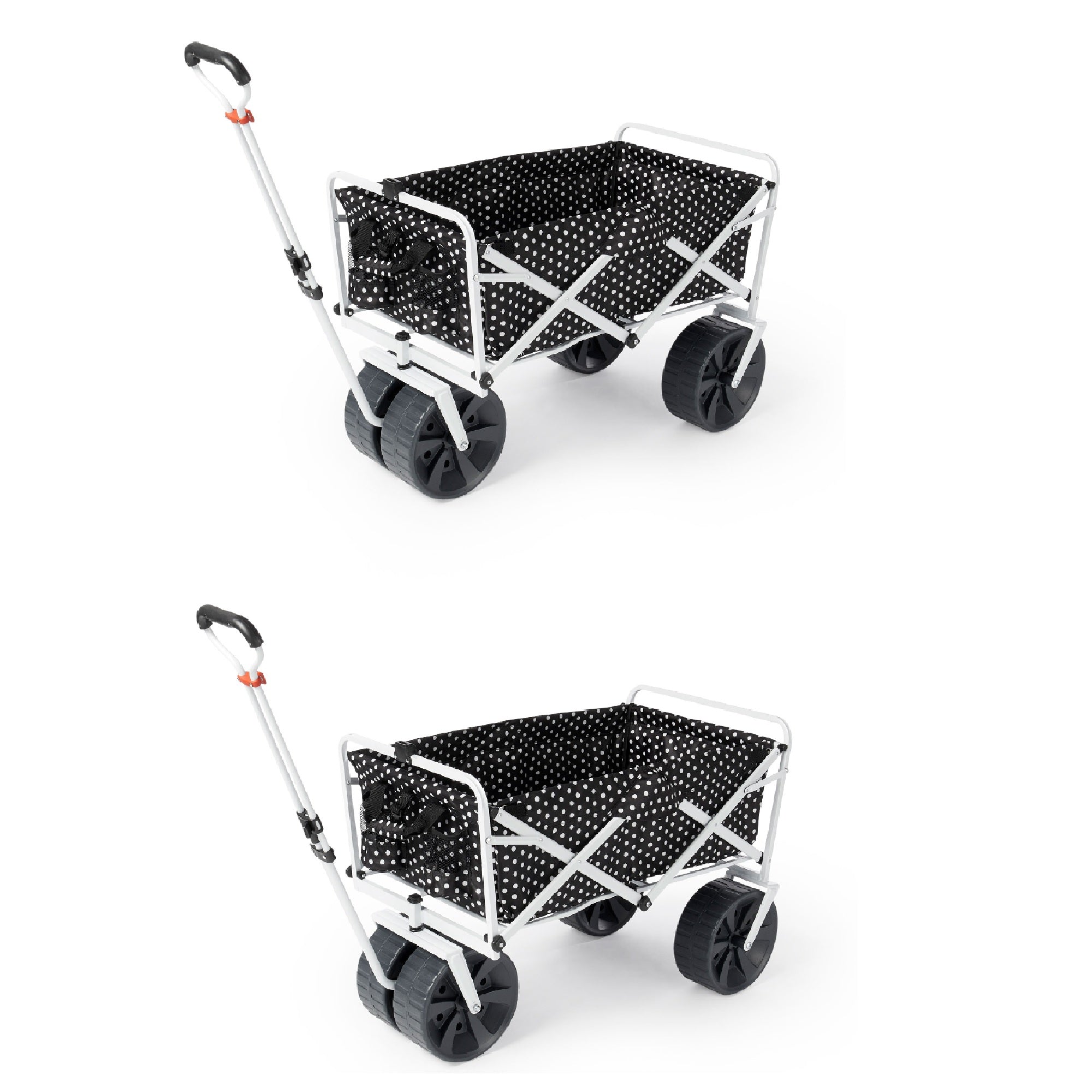 Mac Sports Heavy Duty Folding Multi Utility Beach Wagon, Black Dots  (2 Pack)