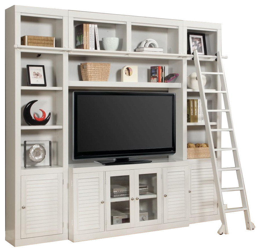 Parker House Boca 4 Piece Entertainment Wall Center in Cottage White   Transitional   Entertainment Centers And Tv Stands   by Unlimited Furniture Group  Houzz