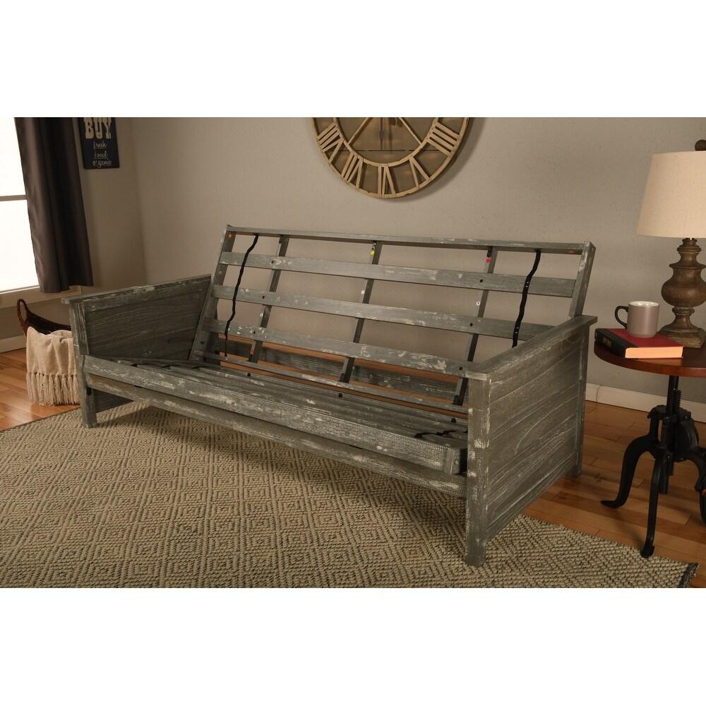 Somette Lexington Full size Futon Set in Weathered Gray Finish with Mattress