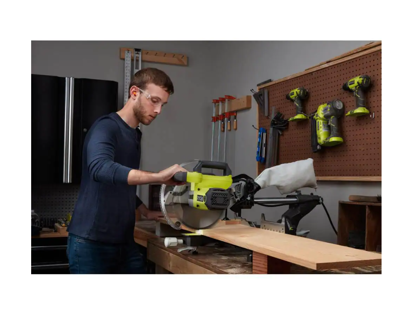 RYOBI TSS103-A181002 15 Amp 10 in. Corded Sliding Compound Miter Saw with 10 in. 40 Carbide Teeth Thin Kerf Miter Saw Blade