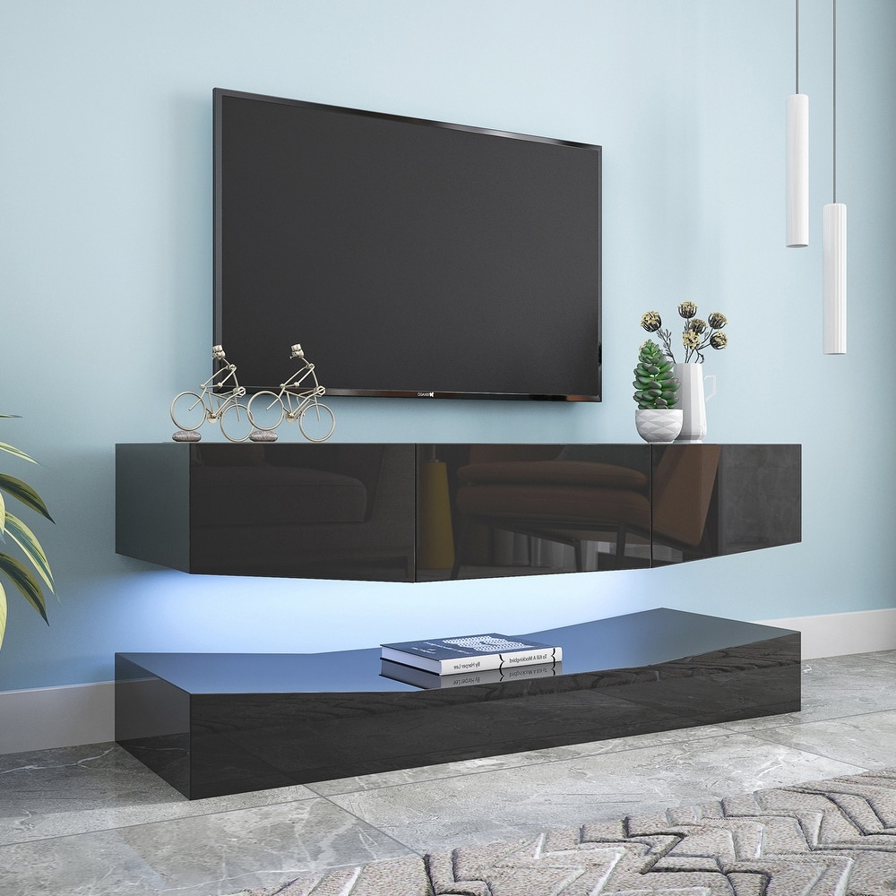 Modern Entertainment Center TV Stand with LED Lights  TV   Media Furniture Console for 55 \