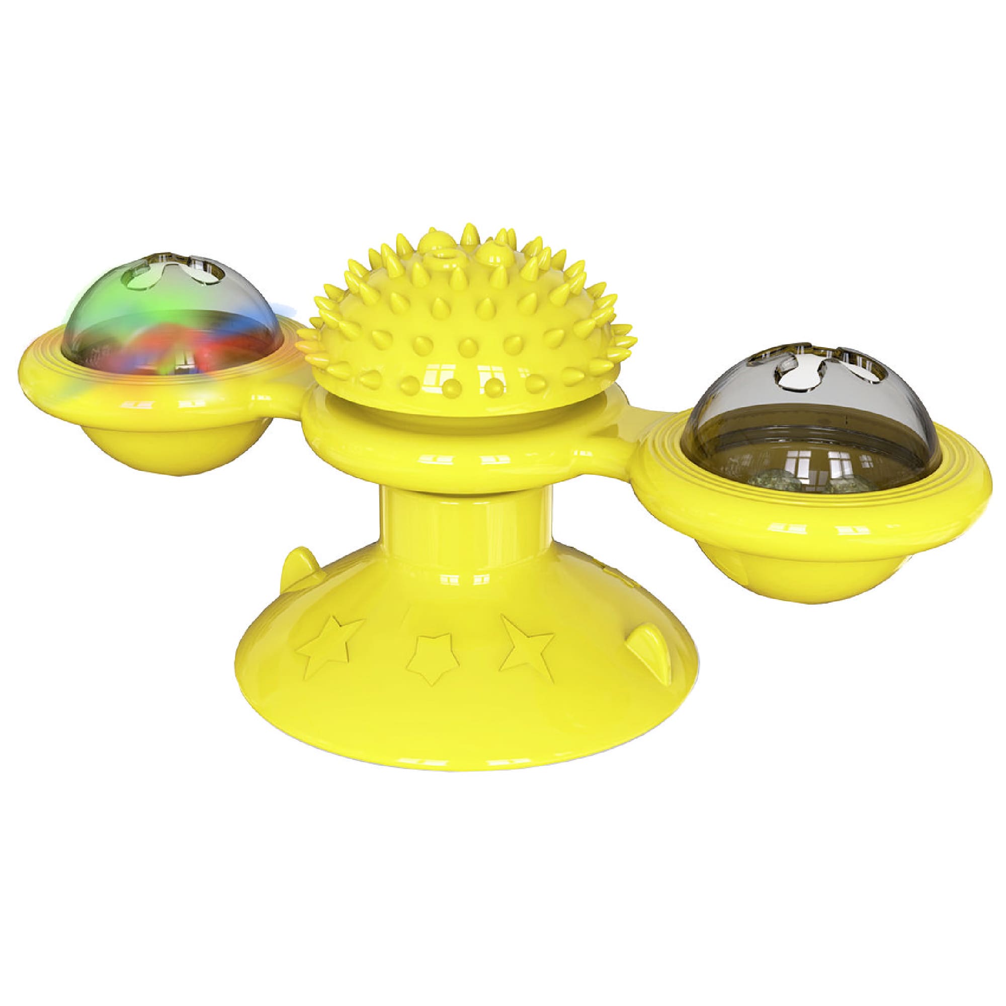 Pet Life Yellow Windmill Rotating Suction Cup Spinning Cat Toy