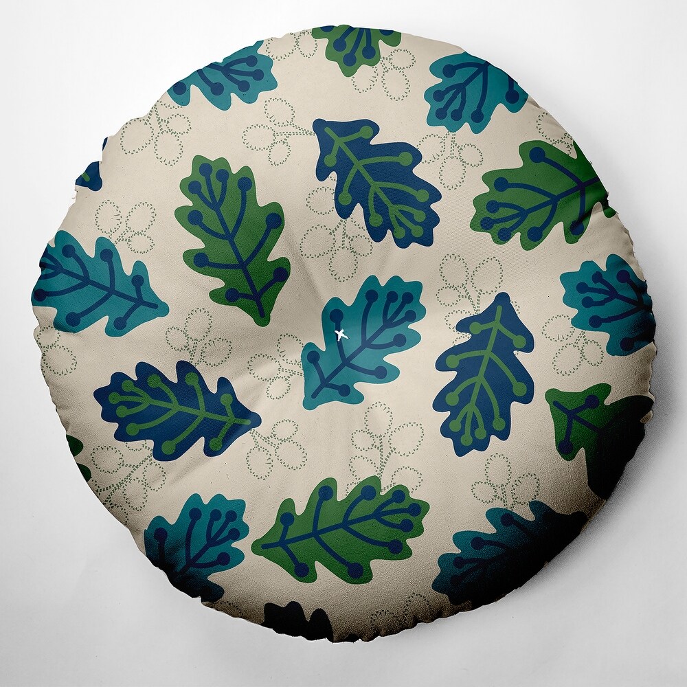 Retro Leaves Fall Design Tufted Floor Pillow