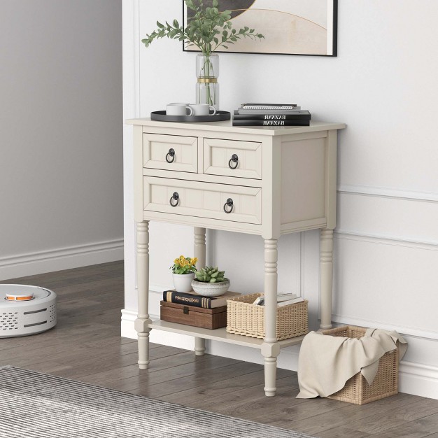 Costway Console Entryway Table With 3 Drawers Open Shelf For Hallway Living Room Beige