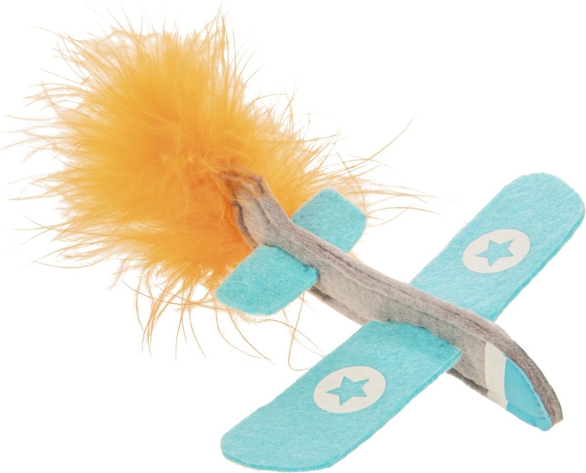 Petlinks Felty Flyer Catnip and Silvervine Launcher Cat Toy， Blue， Medium