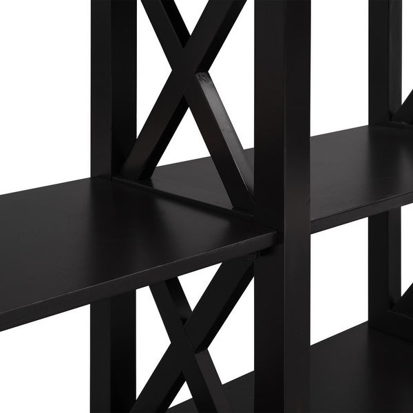 Modern Style Console Table with 3-Tier and Shelves， X Shape Legs