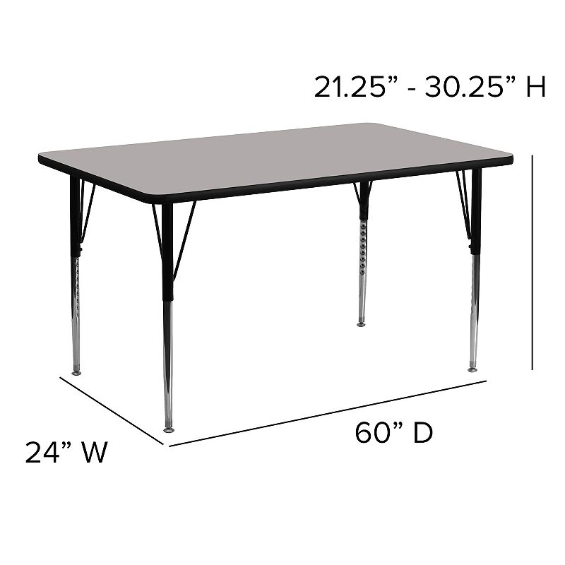 Emma and Oliver 24x60 Yellow HP Laminate Adjustable Activity Table