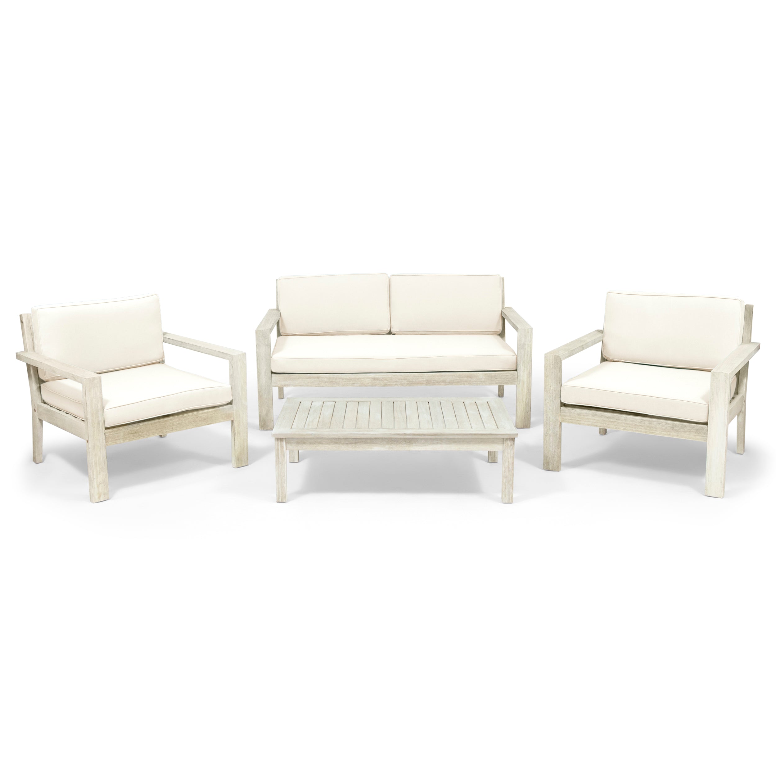 Dominic Outdoor 4 Seater Acacia Wood Chat Set with Cushions