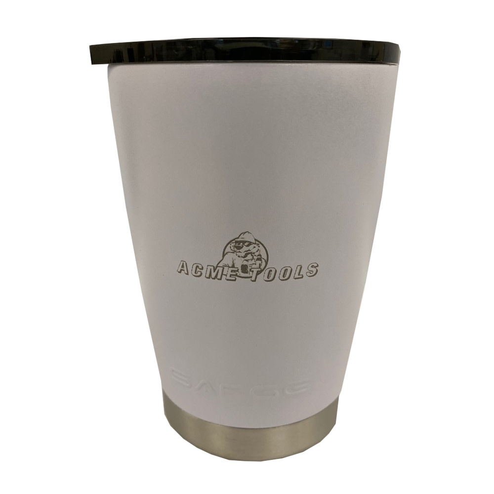 12 oz Lowball Stainless Steel tumbler with Acme Tools Logo – White