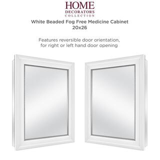 Home Decorators Collection 20 in. x 26 in. Fog Free Recessed or Surface Mount Medicine Cabinet in White with Mirror 83017