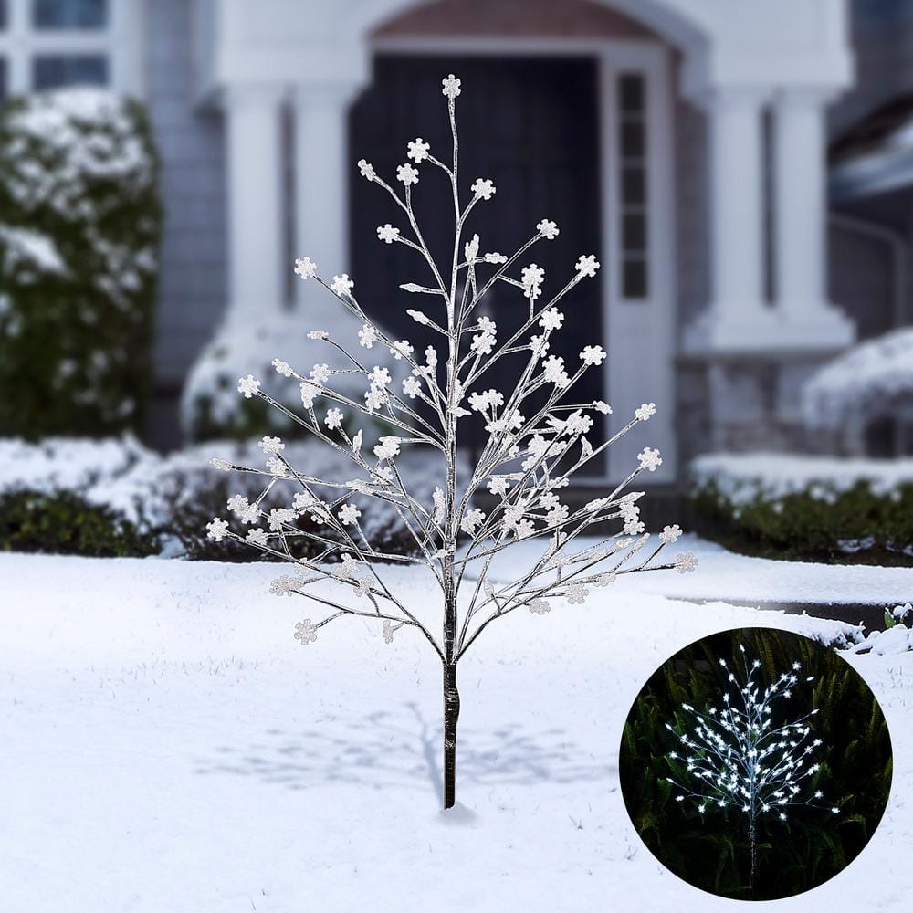 Alpine Corporation 58 in. Tall Frosty Christmas Snowflake Tree with Cool White LED Lights LAN252L