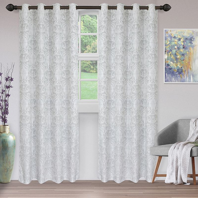 Superior Lotus Jacquard Pair of 2 Window Curtain Panels