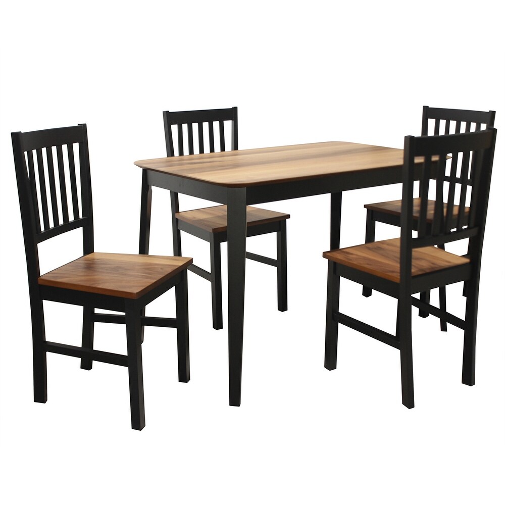 Costway 5 Pcs Mid Century Modern Black 29.5'' Dining Table Set 4