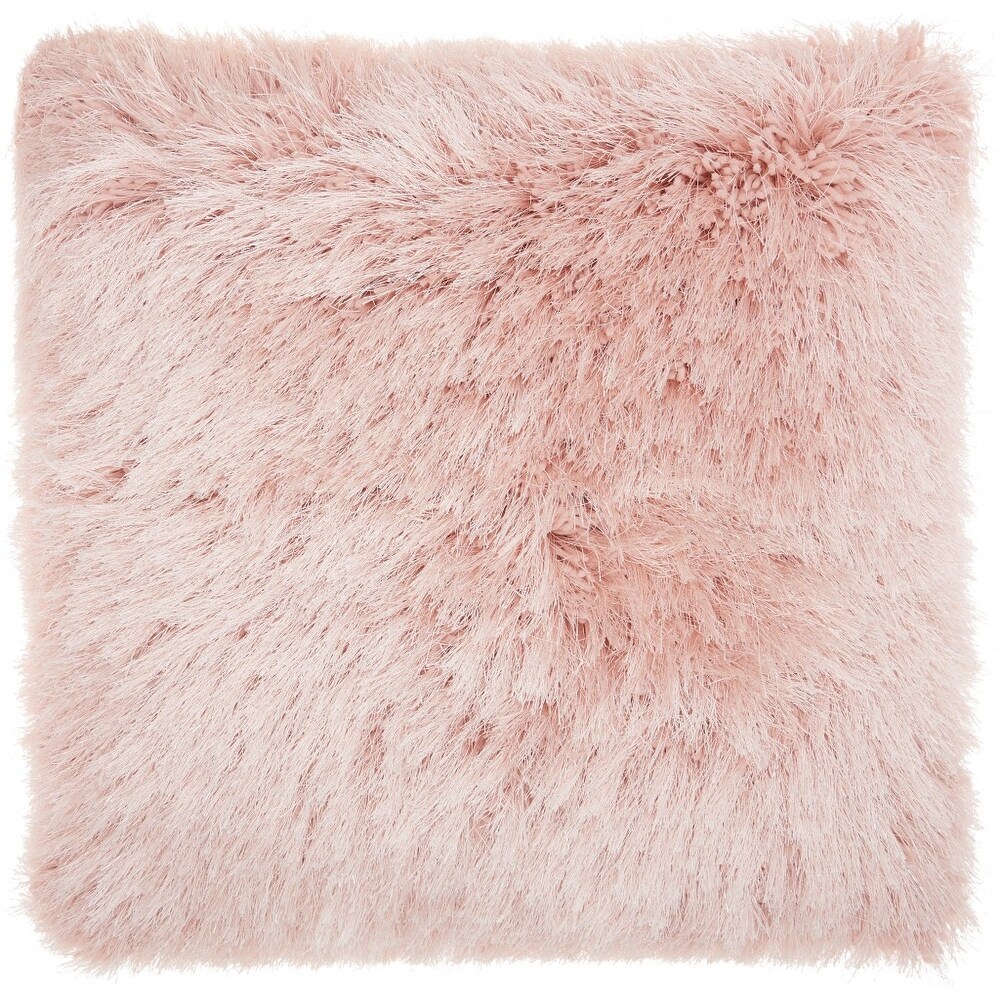 Fluffy Rose Pink Shag Accent Throw Pillow